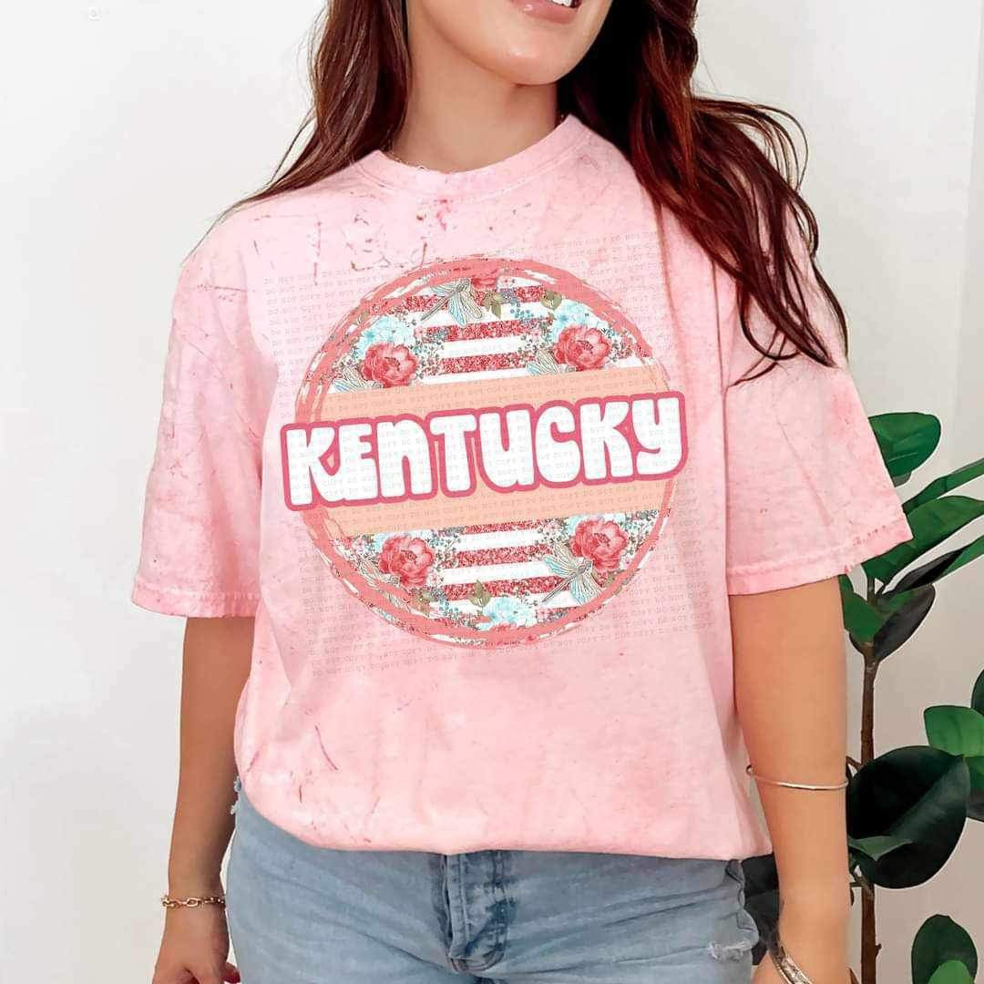 Kentucky pink circle floral 26281 DTF transfer