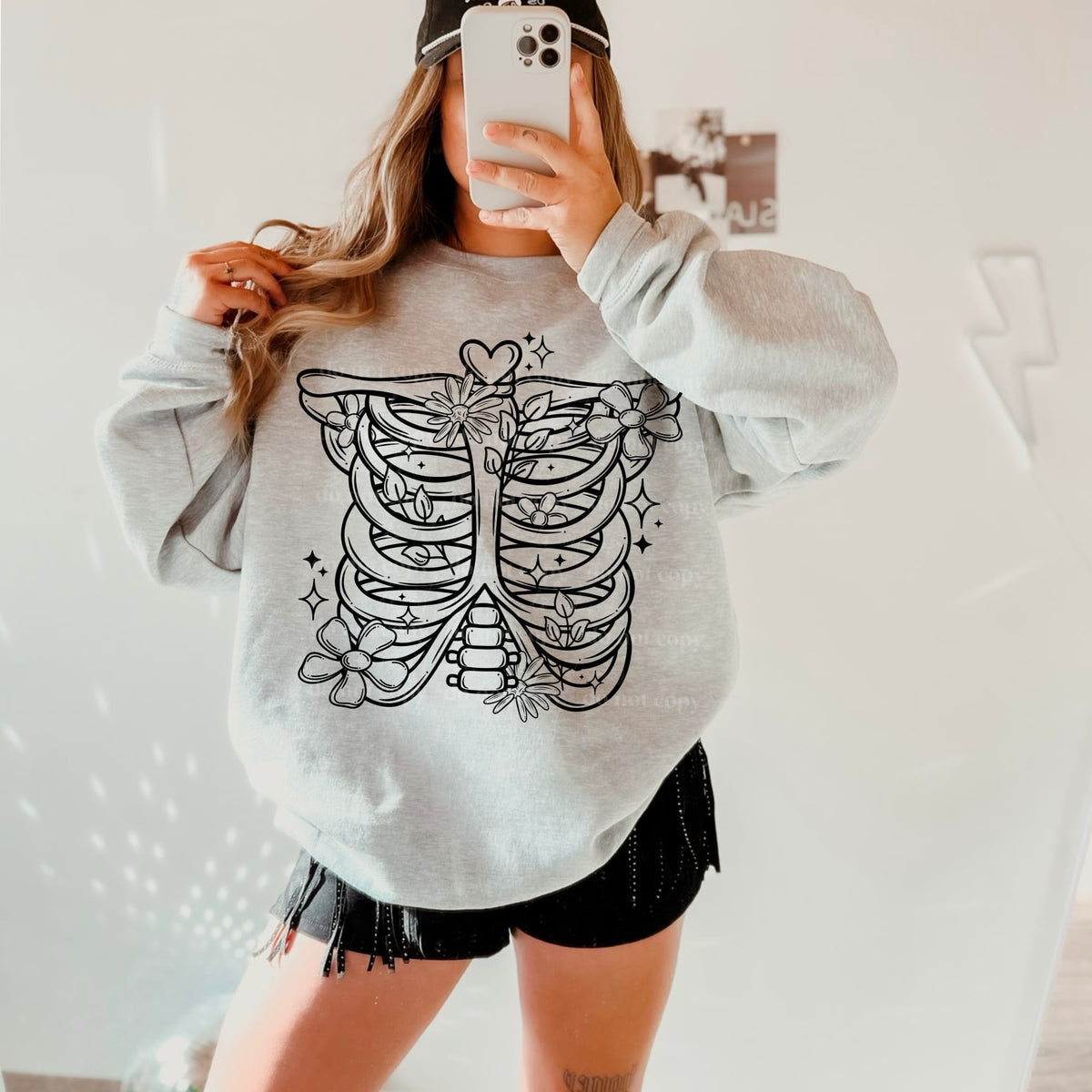 Black outline rib cage (CSC) 55923 DTF transfe