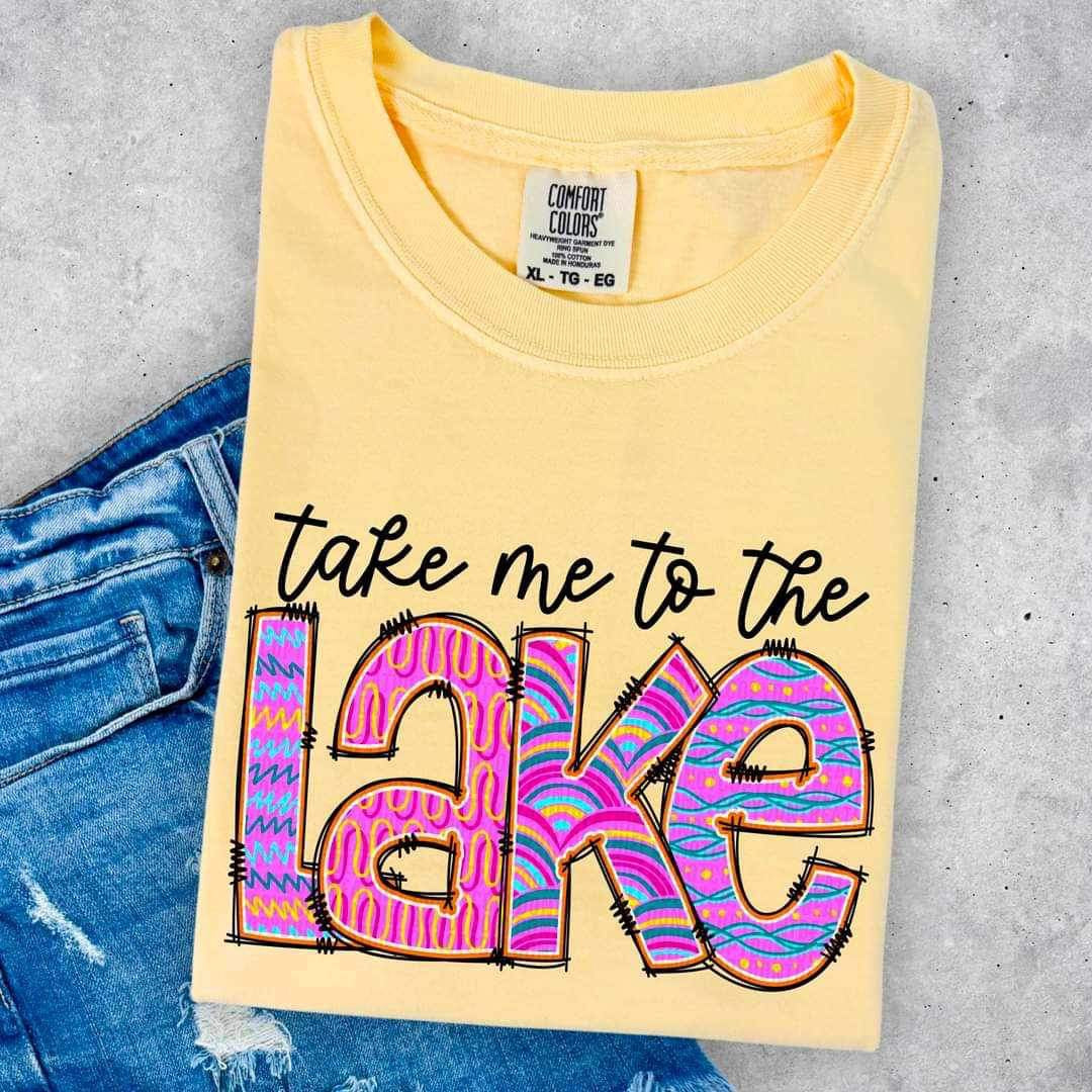 Take me to the lake pink and purple patterns 26335 DTF transfer