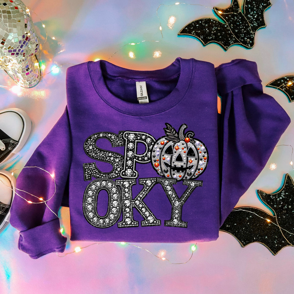 Spooky pumpkin with some orange rhinestones ABD 45675 DTF transfer