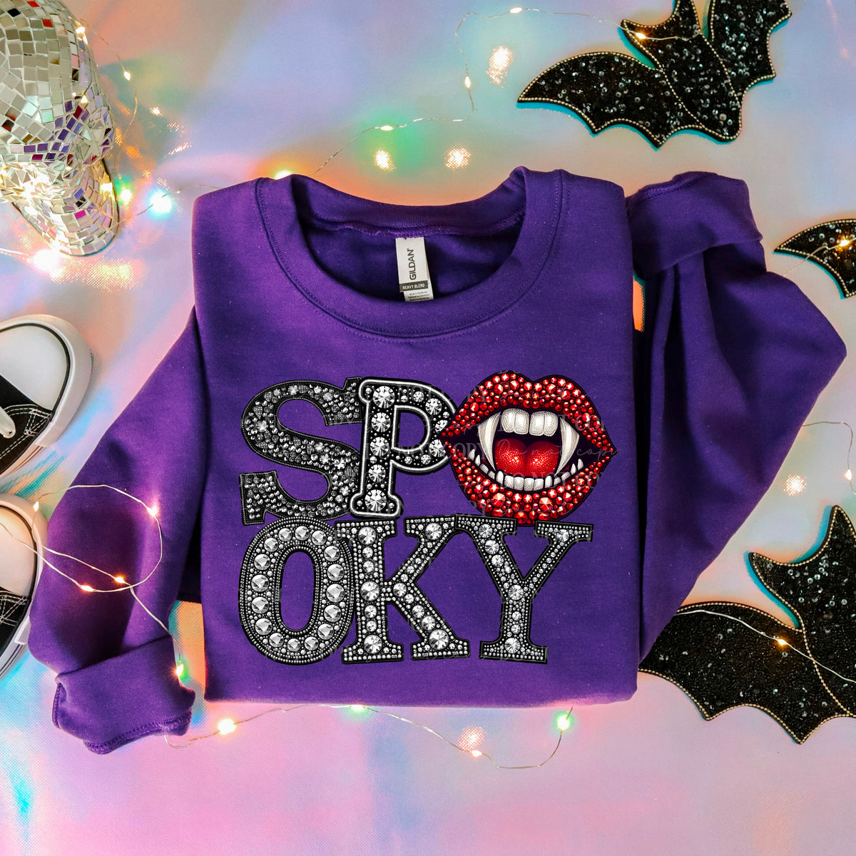 Spooky vampire lips RED rhinestones ABD 45673 DTF transfer