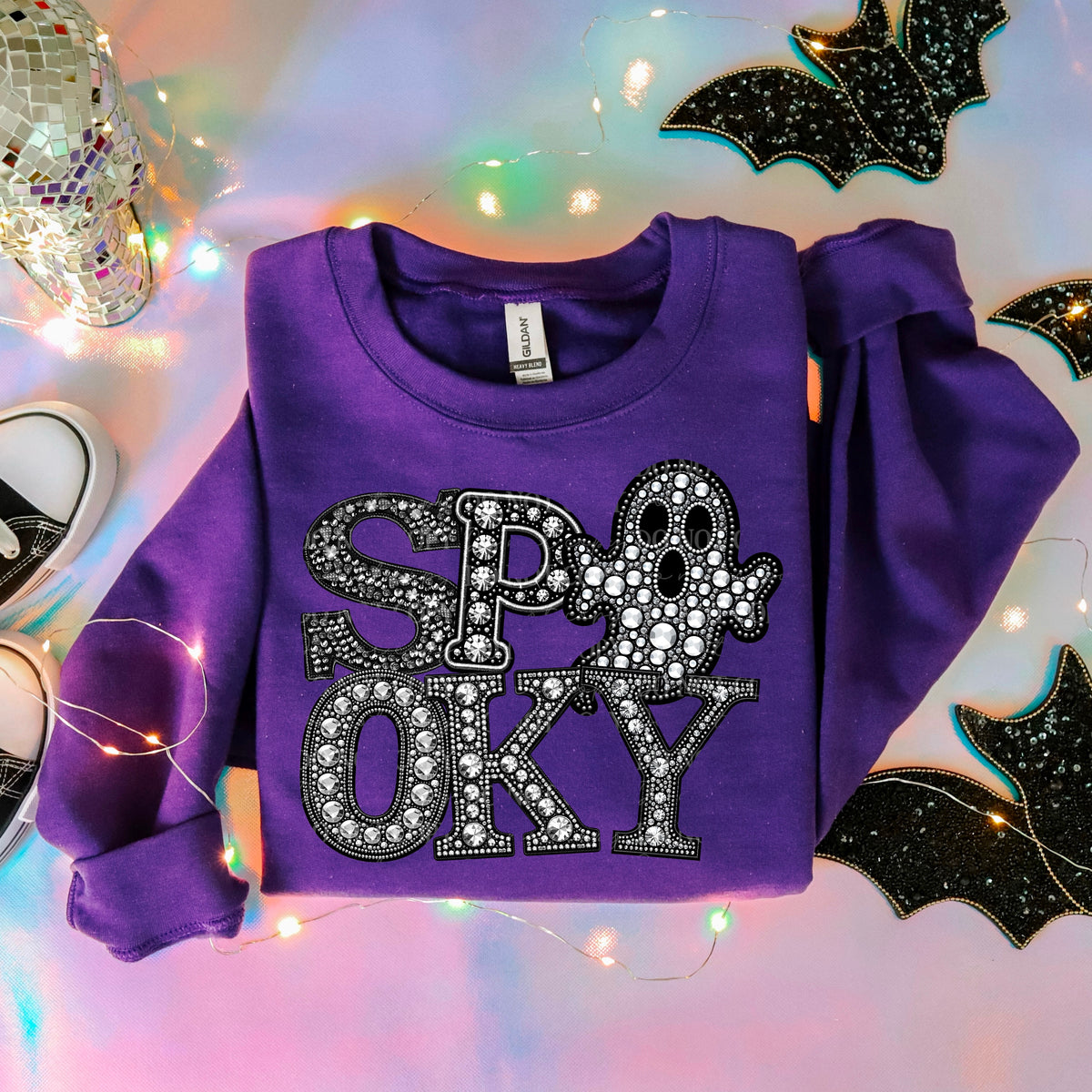 Spooky ghost BLACK rhinestones ABD 45671 DTF transfer