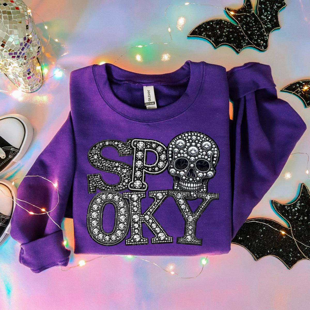 Spooky skull rhinestones ABD 45674 DTF transfer