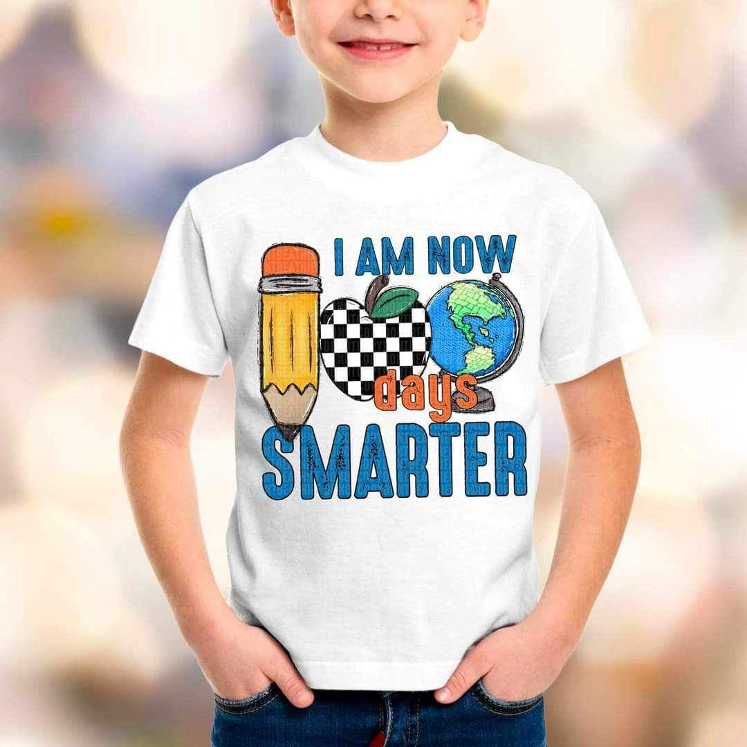 I am now 100 days smarter (pencil, checkered apple, globe) 16731 DTF Transfer