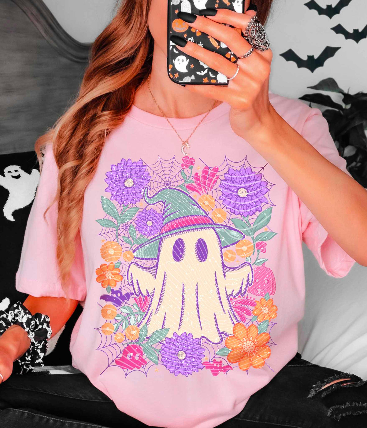 Witchy ghost DARK florals (AG) 55972 DTF transfer