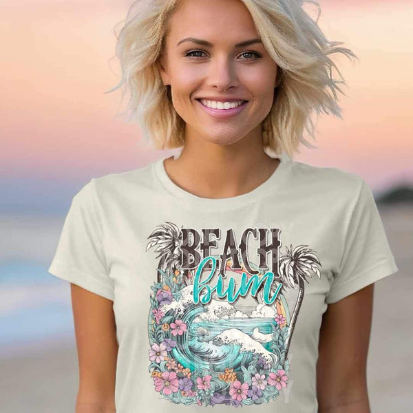 Beach bum waves and flowers (SSD) 26362 DTF transfer
