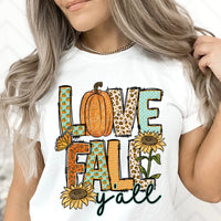 Love fall y’all fall patterned 36395 DTF transfer