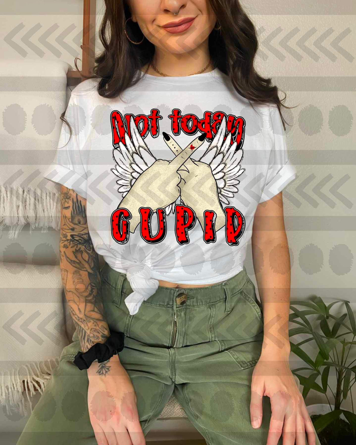 Not today cupid (hands flipping off and wings) 16714 DTF Transfer