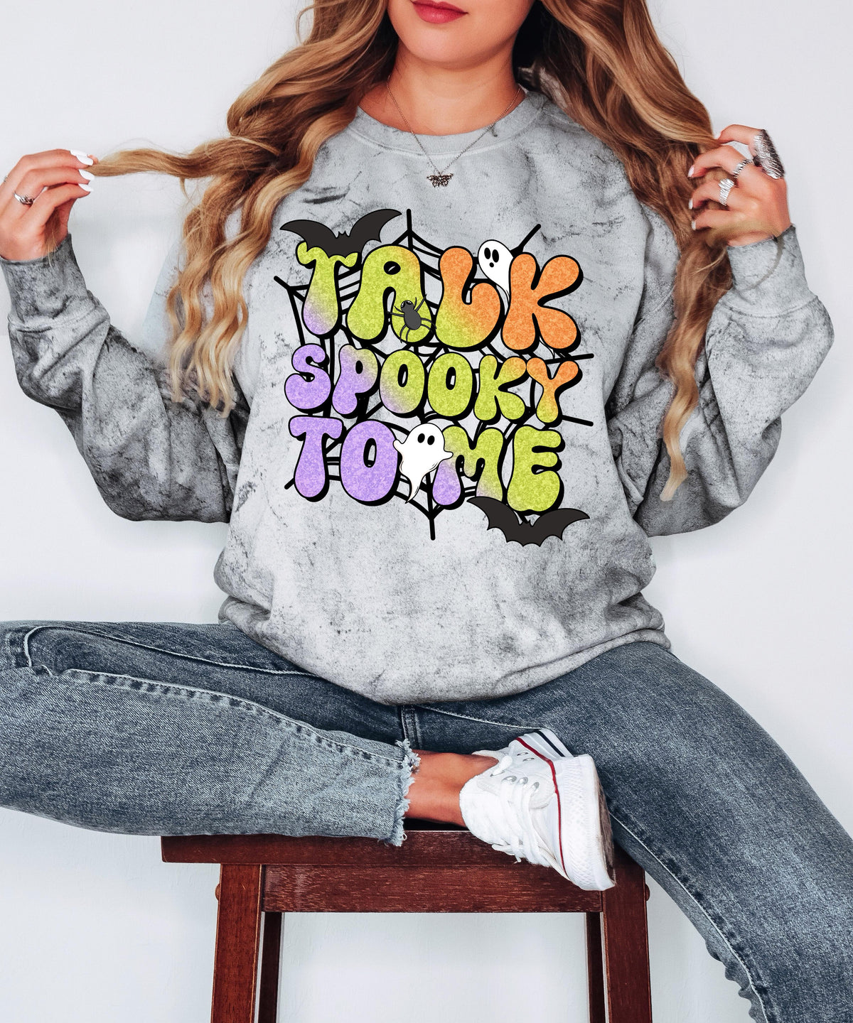 Talk spooky to me orange green purple 36450 DTF transfer