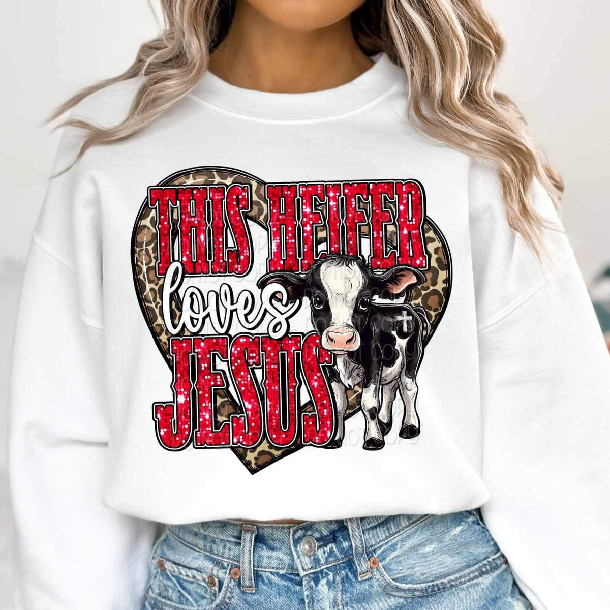 This heifer loves jesus (cow heart) 16702 DTF Transfer