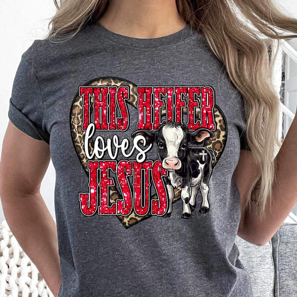 This heifer loves jesus (cow heart) 16702 DTF Transfer