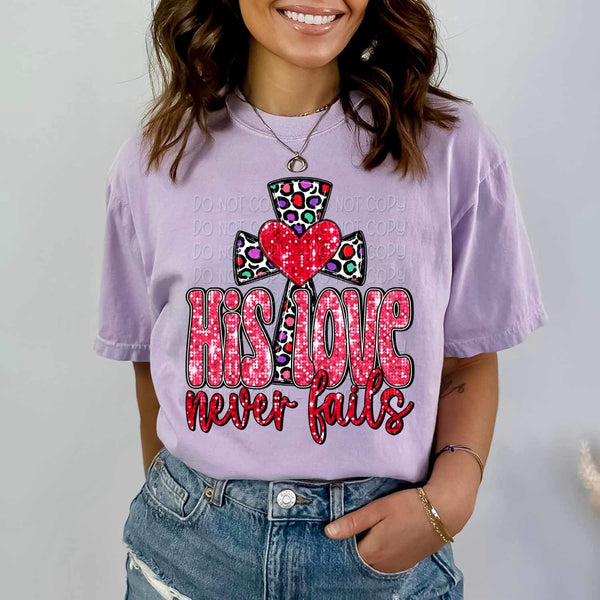 His love never fails (Cross with heart) 16704 DTF Transfer