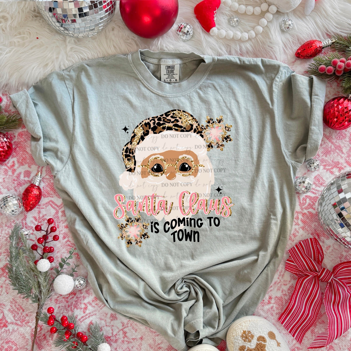Leopard Glitter Santa Claus (lighter skin tone) semi exclusive CSC DTF Transfer