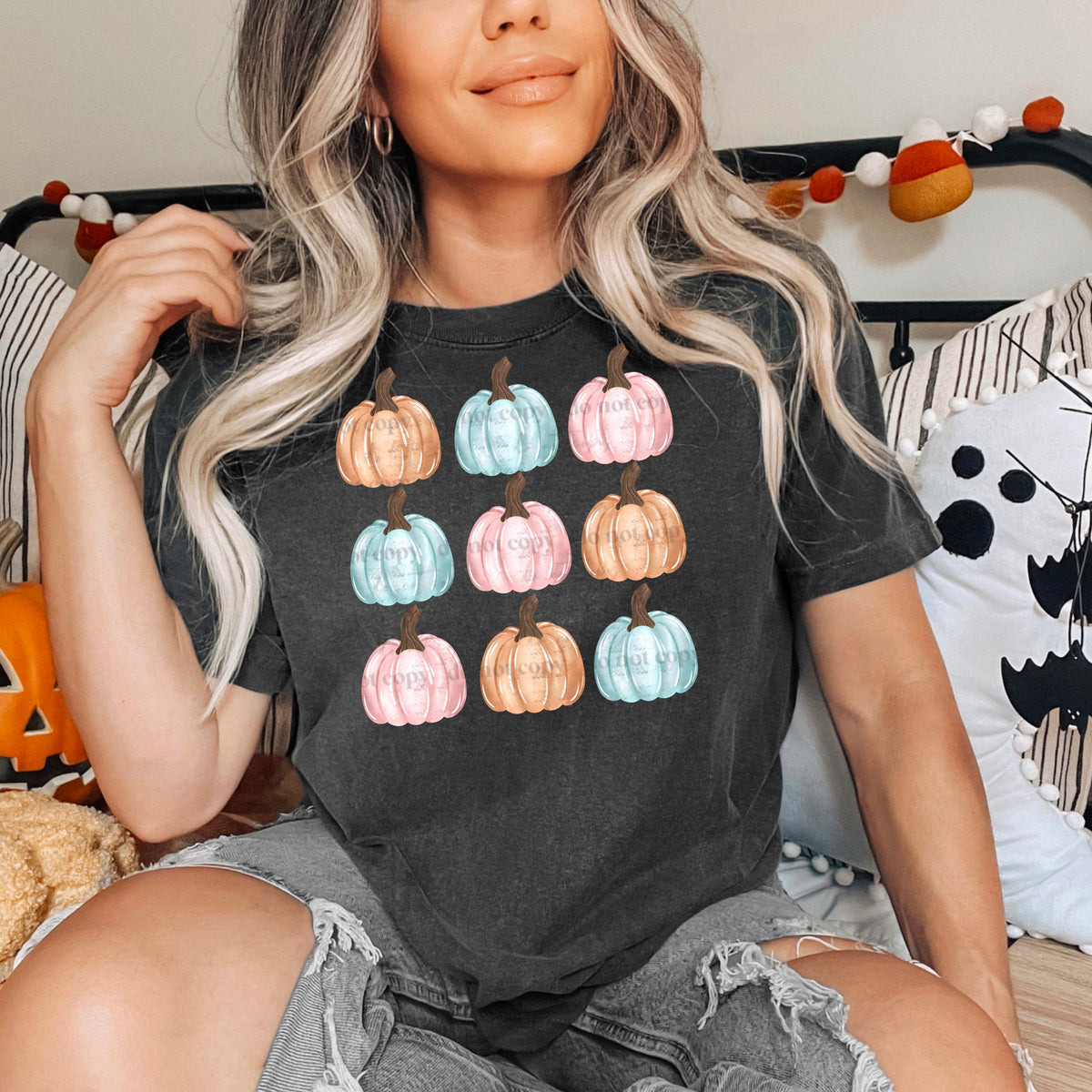 Pumpkin collage orange blue pink  pumpkins CSC DTF transfer