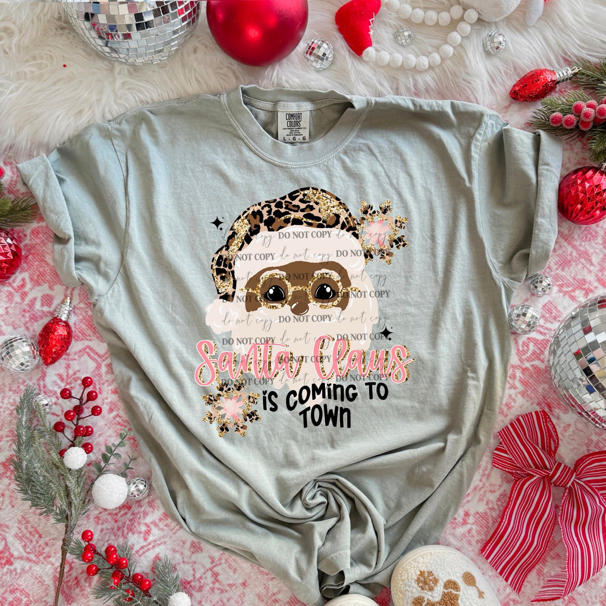 Leopard Glitter Santa Claus (darker skin tone) semi exclusive CSC DTF Transfer