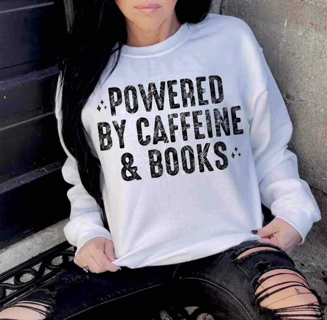 Powered by caffeine & books (LYTTLE) 26421 DTF transfer