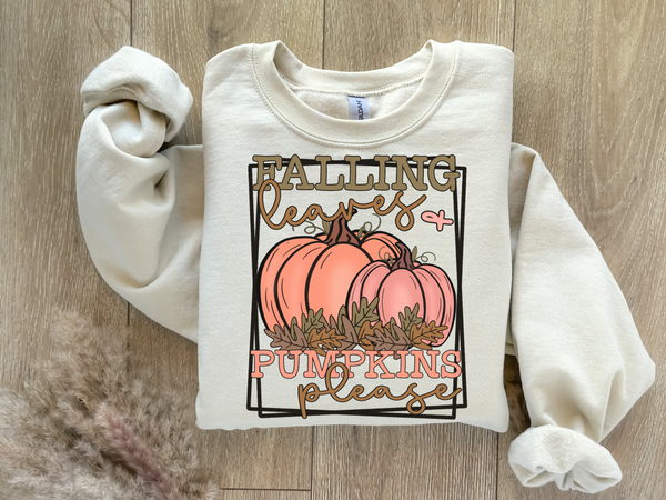 Fall leaves pumpkin please pink pumpkins 36387 DTF transfer