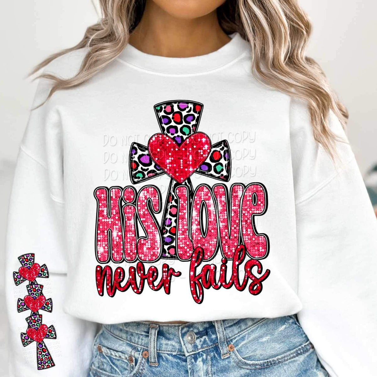 Cross with heart SLEEVE 16703 DTF Transfer