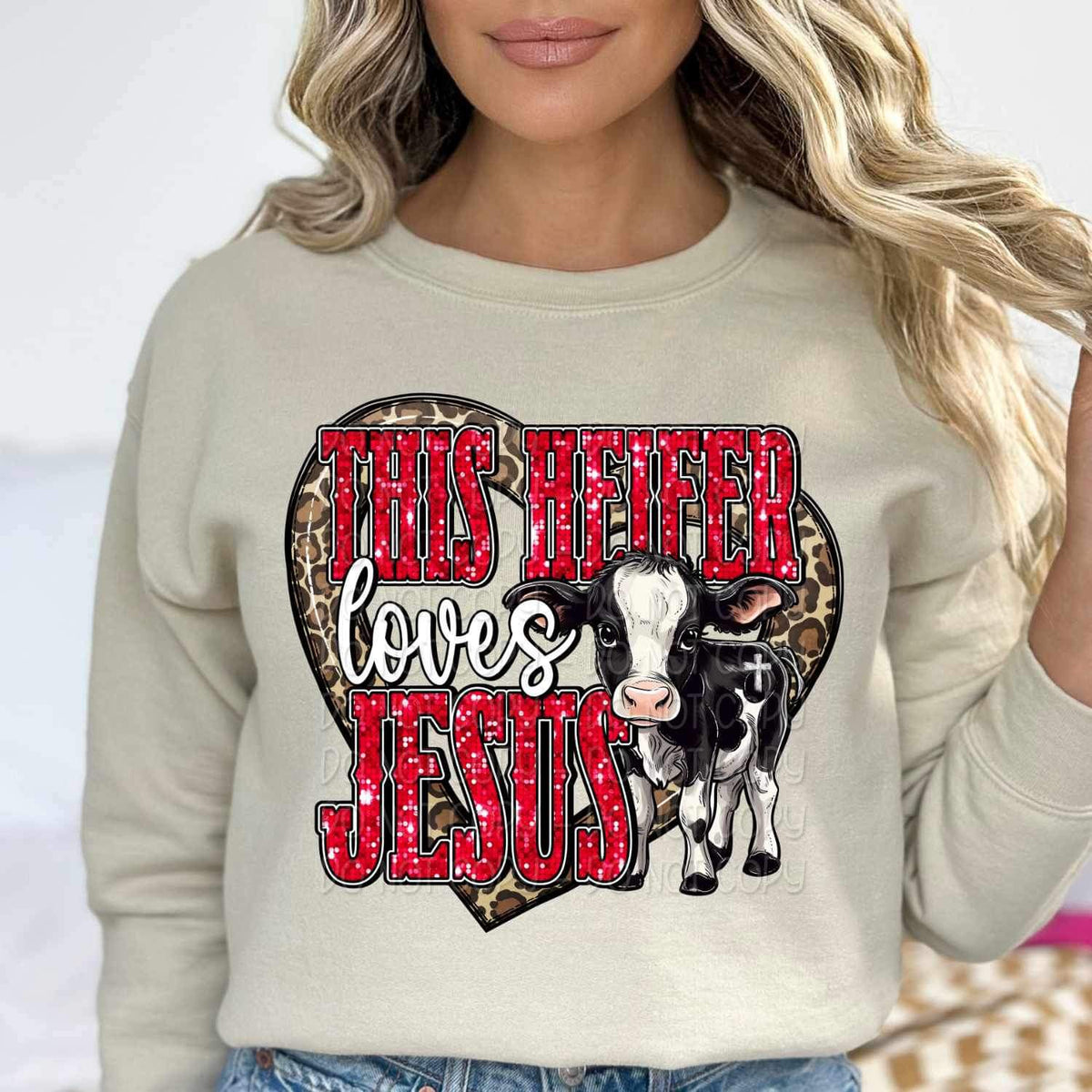 This heifer loves jesus (cow heart) 16702 DTF Transfer