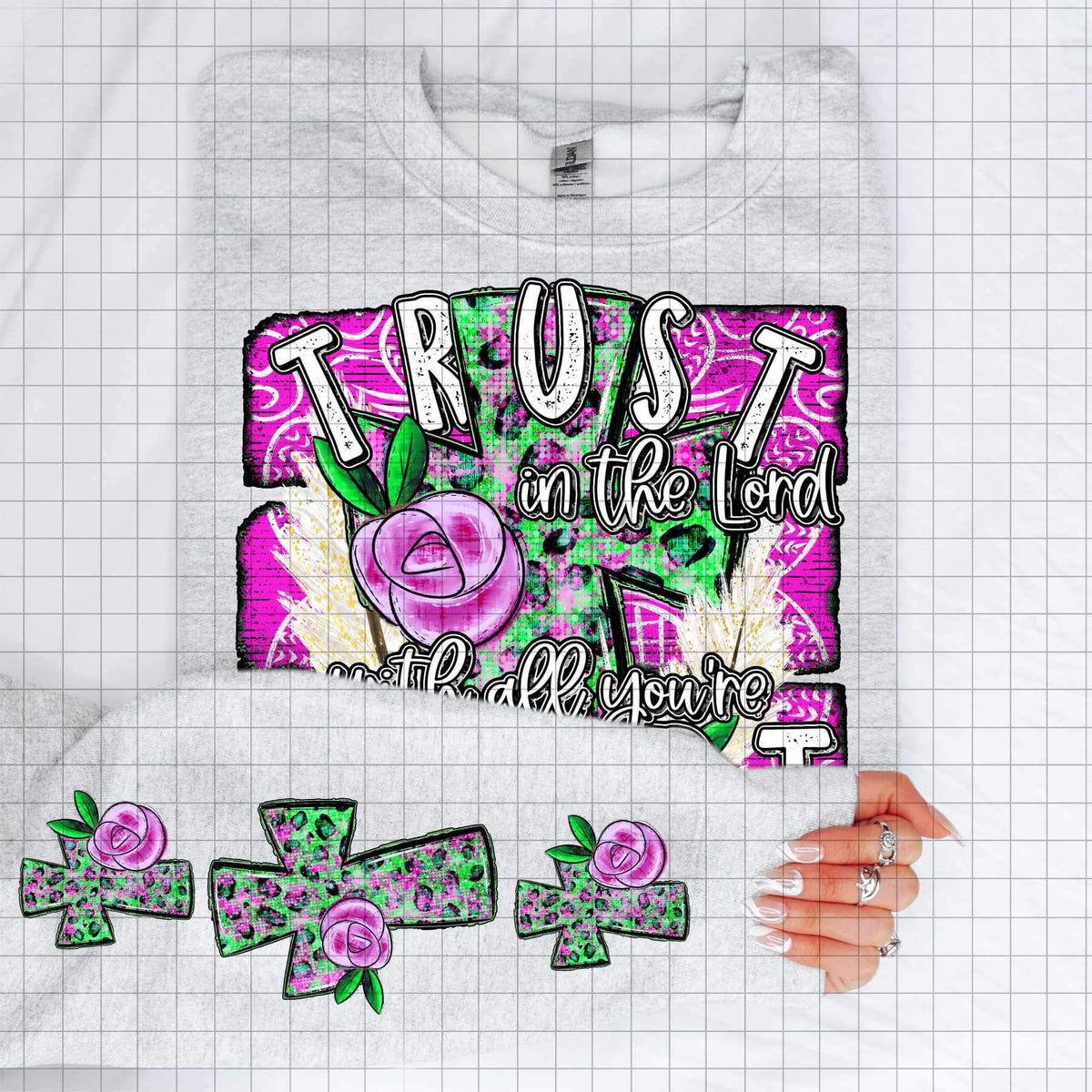 Pink and green leopard crosses SLEEVE ONLY 16697 DTF Transfer