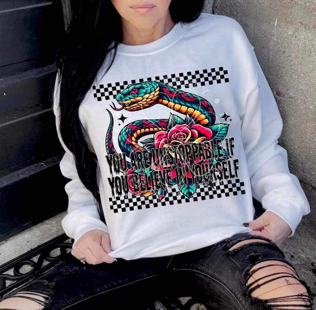 You are unstoppable if you believe in yourself snake (LYTTLE) 26393 DTF transfer