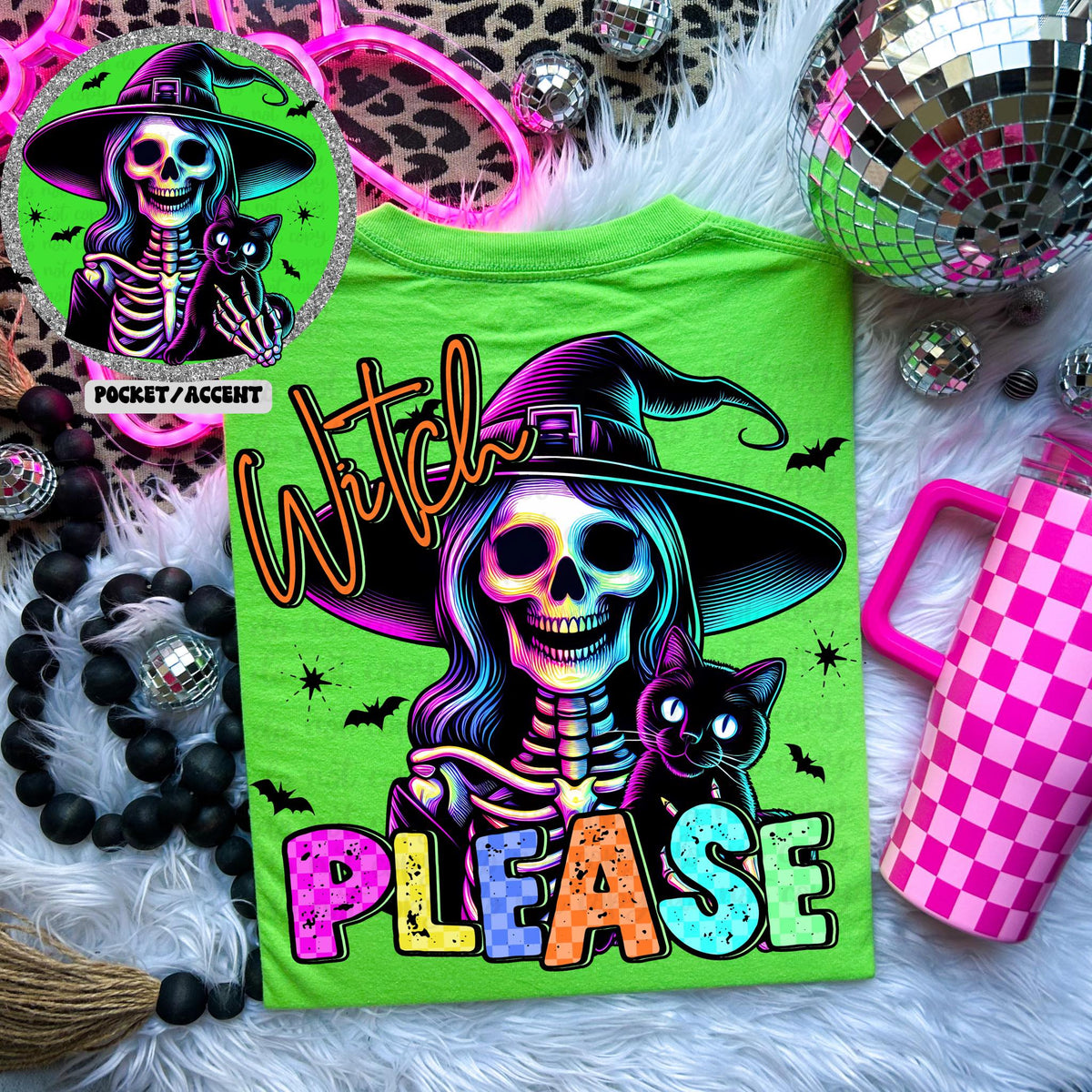 Witch please skellie witch with black cat BACK ONLY 36424 DTF transfer