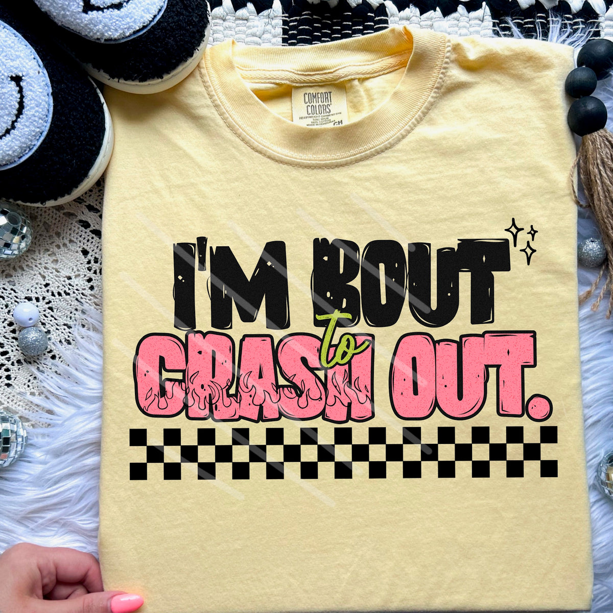 Bout To Crash Out Flames Checker (saved) 110461 DTF transfer