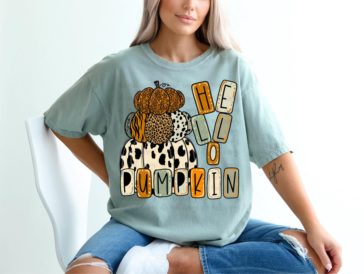 Hello pumpkin stacked pumpkins 36370 DTF transfer