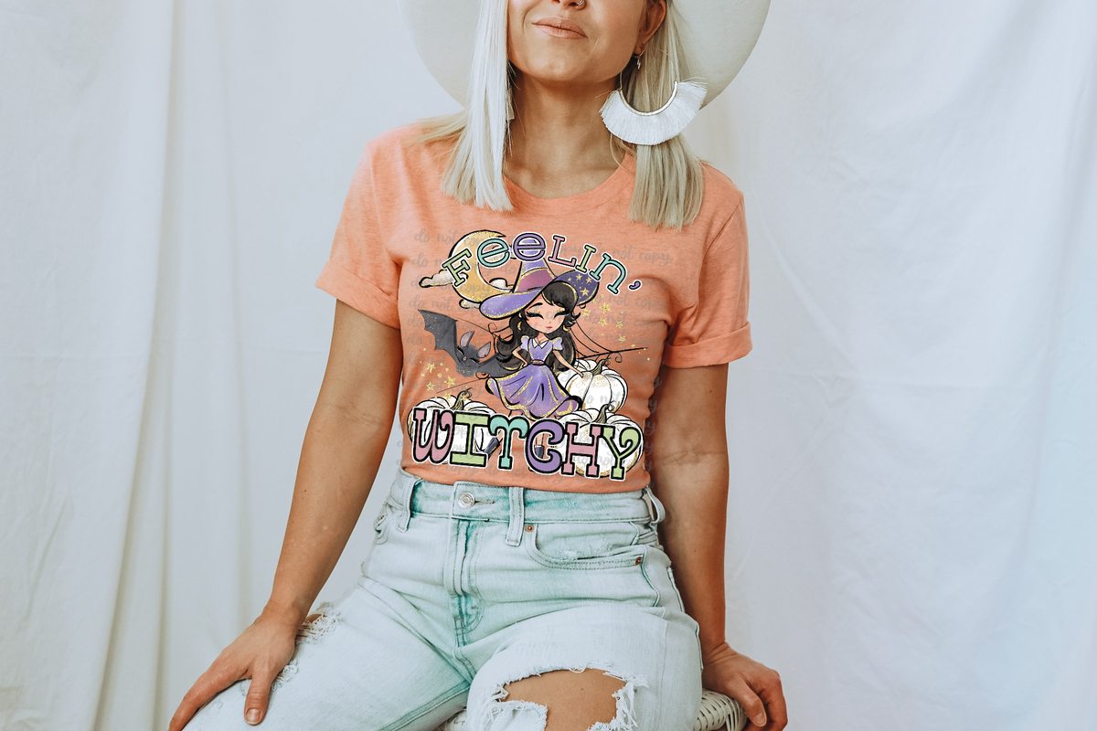 Feelin’ witchy? Witch in purple outfit 36421 DTF transfer