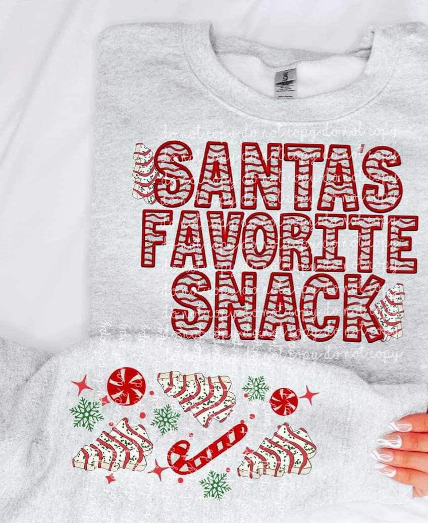 Santas favorite snack Christmas cake font FRONT ONLY MMD 16748 DTF Transfer