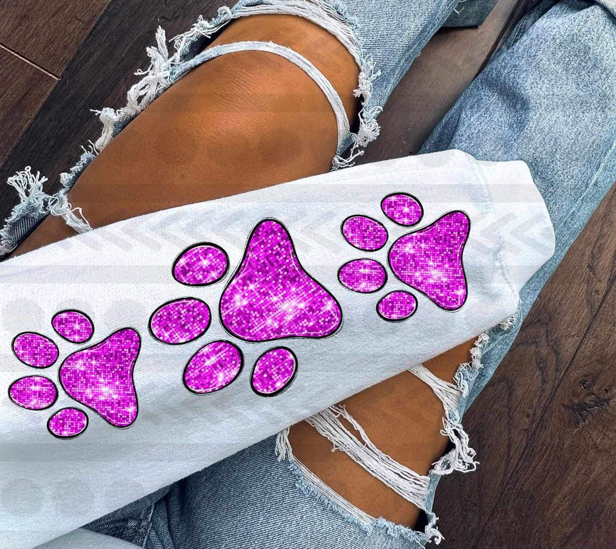 Sequin purple paws SLEEVE 16785 DTF Transfer