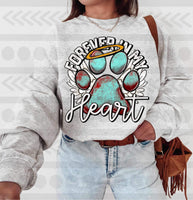 Forever in my heart (turquoise dog paw with halo) 16779 DTF Transfer