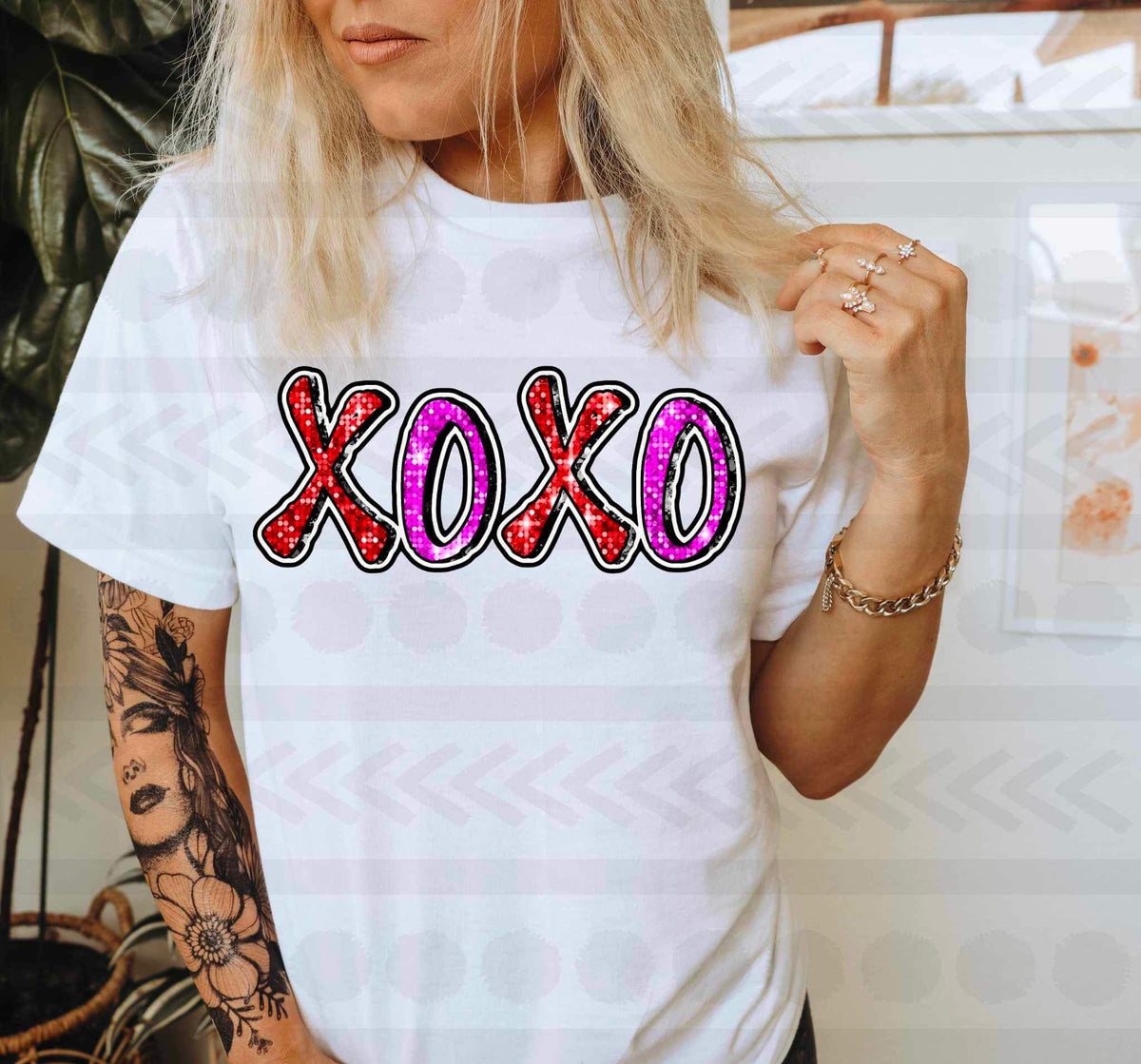 Xoxo (red and pink sequin) 16778 DTF Transfer