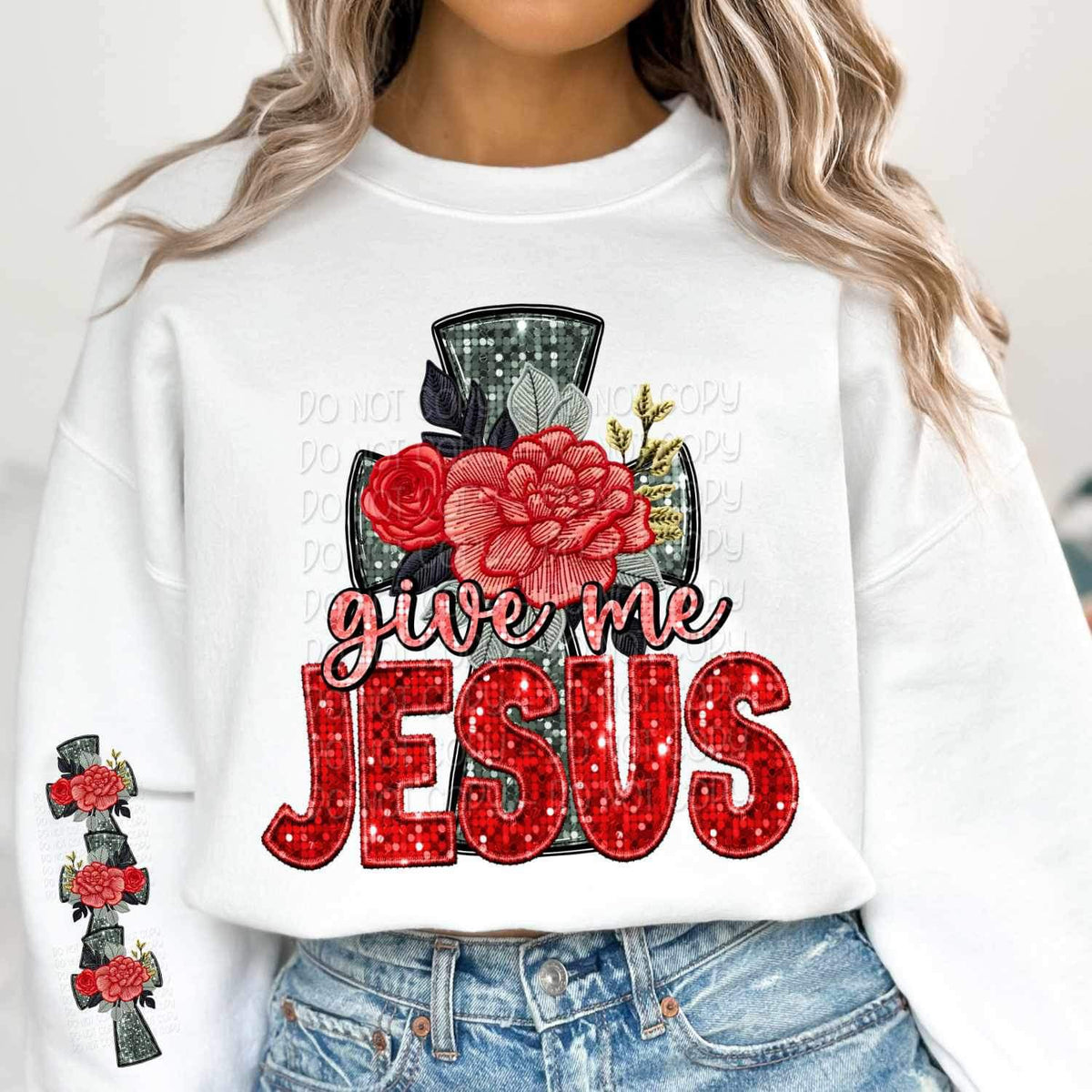 cross with flowers SLEEVE 16770 DTF Transfer