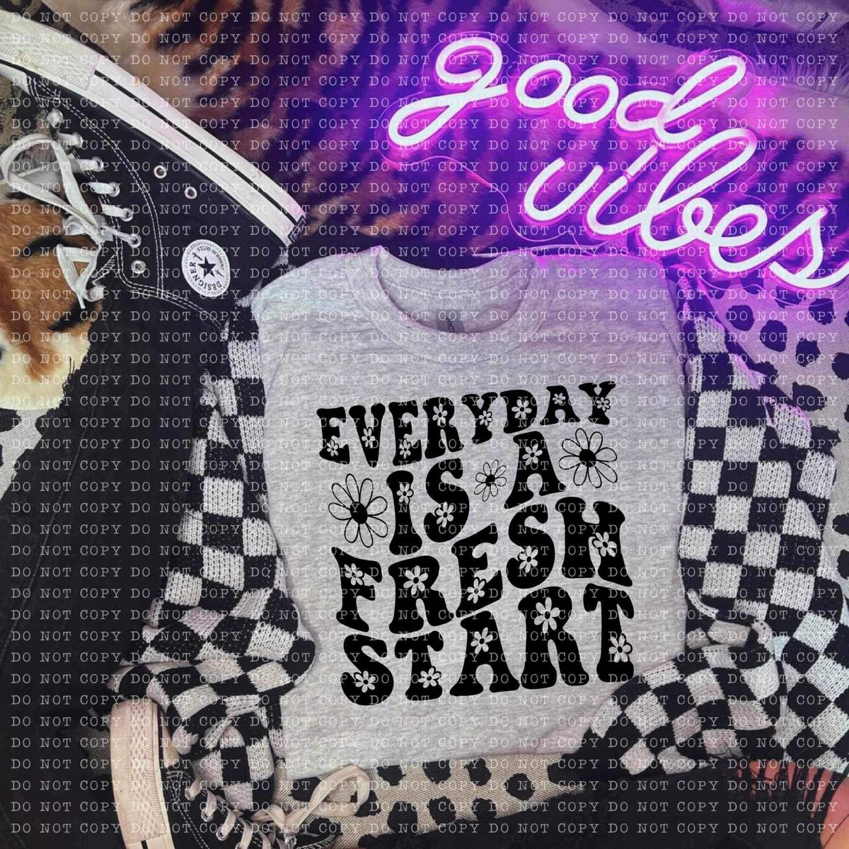 Everyday is a fresh start BLACK (ECHT) 26436 DTF transfer
