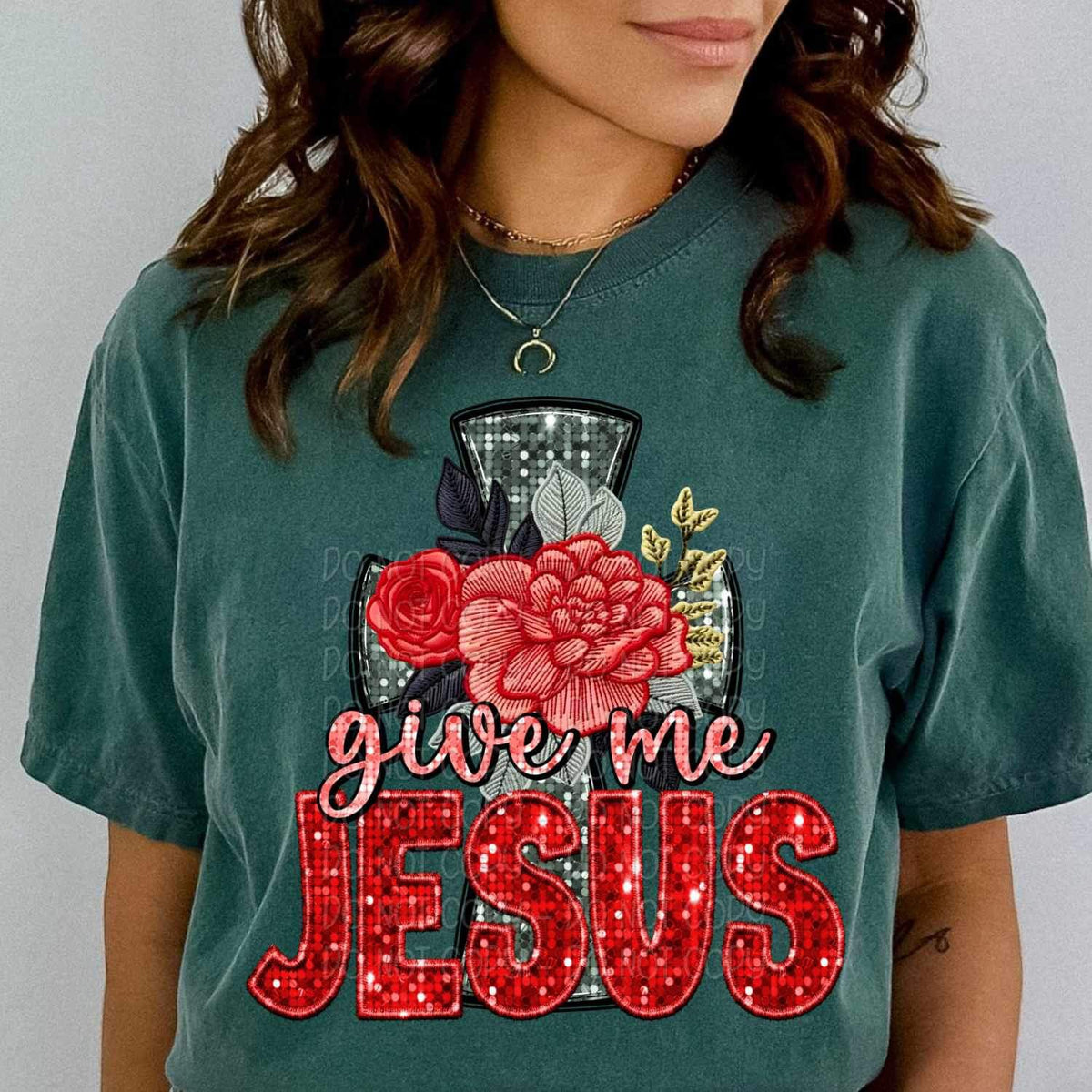 Give me jesus (cross with flowers) 16769 DTF Transfer