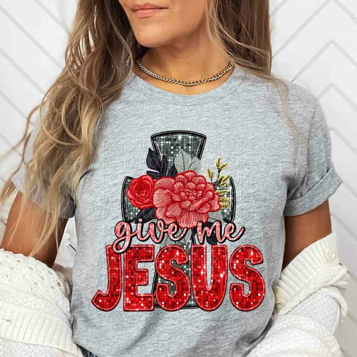 Give me jesus (cross with flowers) 16769 DTF Transfer