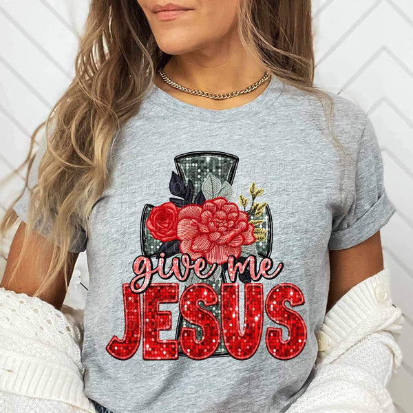 Give me jesus (cross with flowers) 16769 DTF Transfer