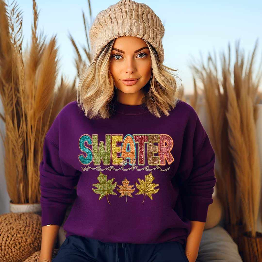 Sweater weather glittery embroidery 36529 DTF transfer