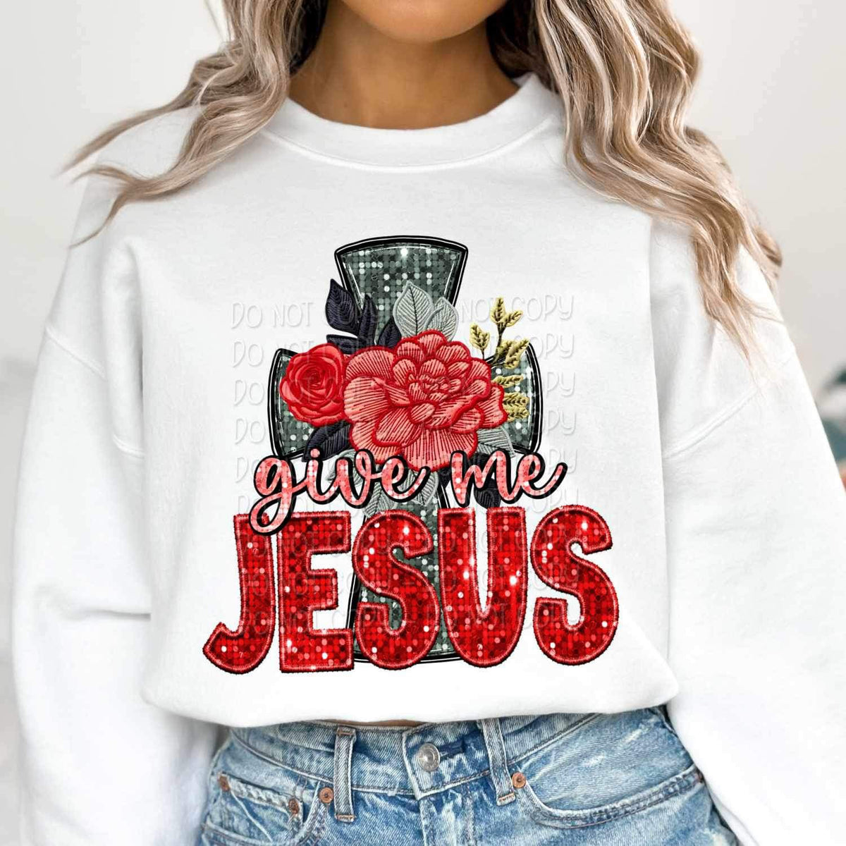 Give me jesus (cross with flowers) 16769 DTF Transfer