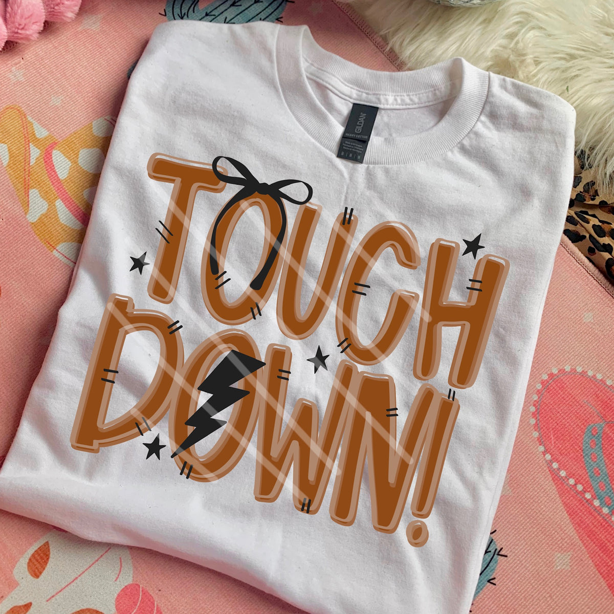 Touchdown Football Black bow and lightning bolt (saved) 110434 DTF transfer