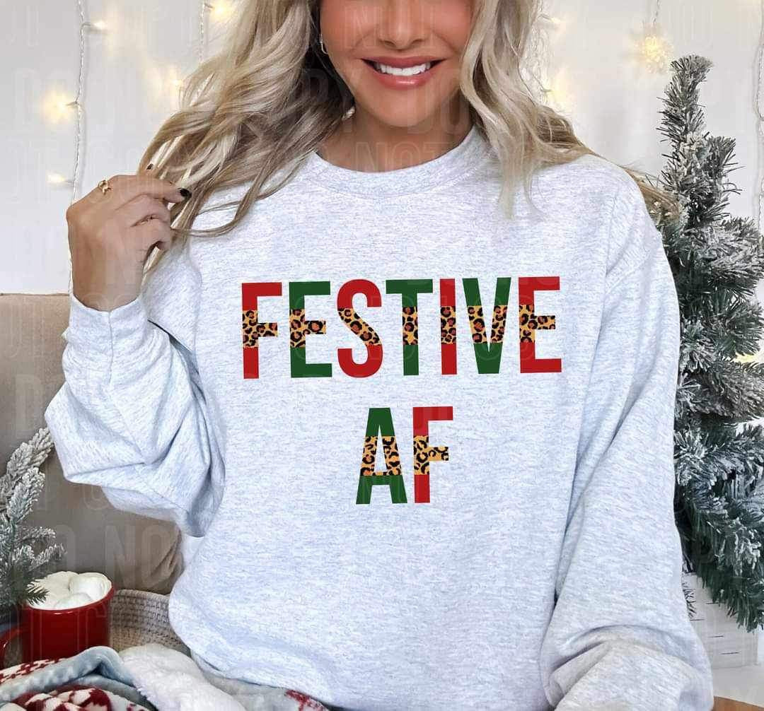 Festive AF (red and green with leopard) 16791 DTF Transfer