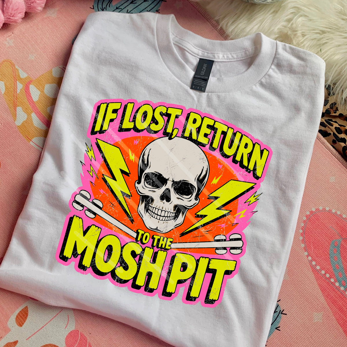 If Lost Return to Moshpit DISTRESSED (saved) 110465 DTF transfer