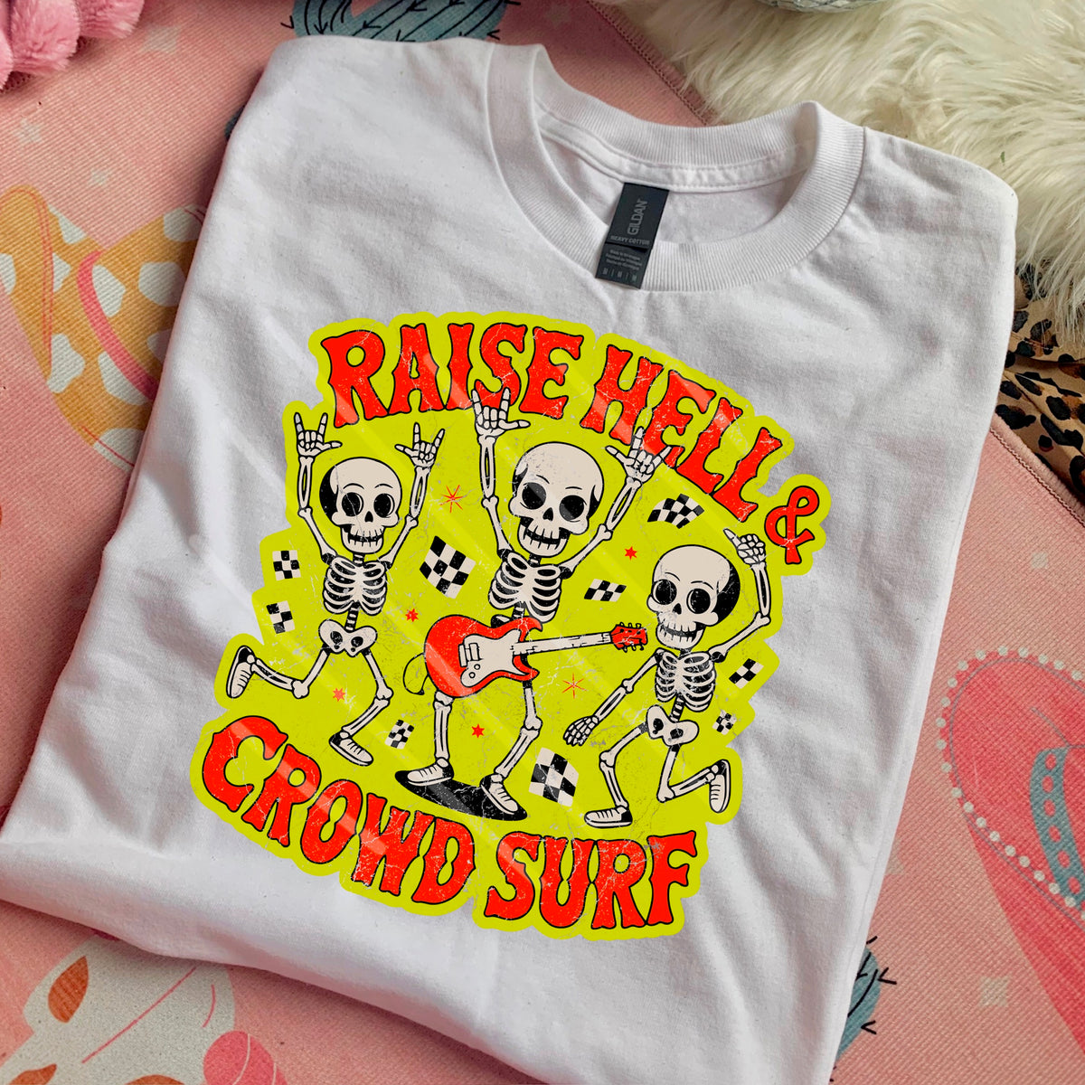 Raise Hell & Crown Surf Skellies DISTRESSED (saved) 110444 DTF transfer