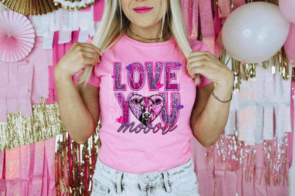 Love you more sequin with cow 16822 DTF Transfer