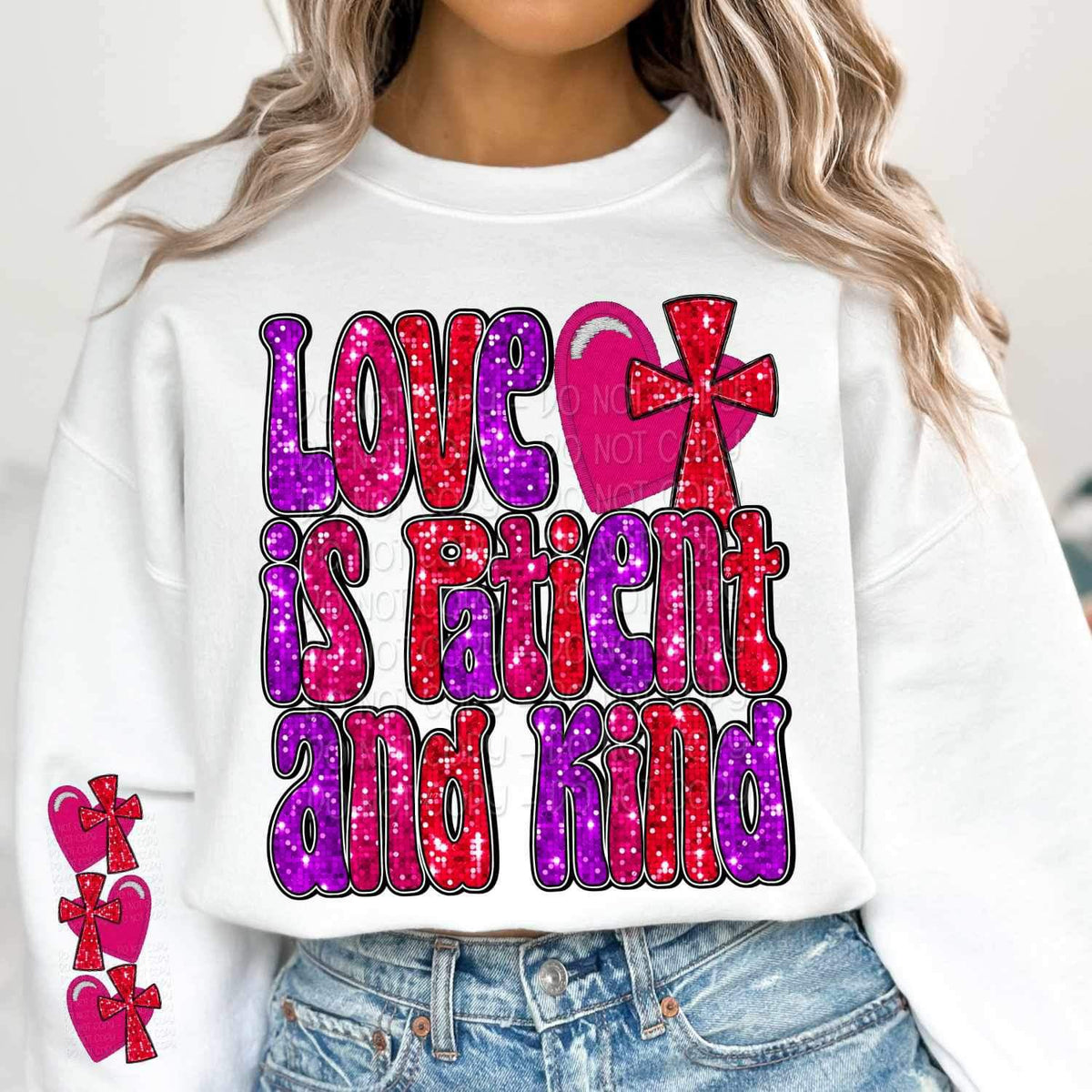 Pink heart and glittery heart SLEEVE 16820 DTF Transfer