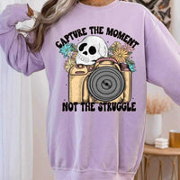 Capture the moment not the struggle skellie and camera (VIRGO) 16855 DTF Transfer