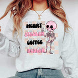 Heart stealer coffee dealer skeleton holding coffee (VIRGO) 16836 DTF Transfer