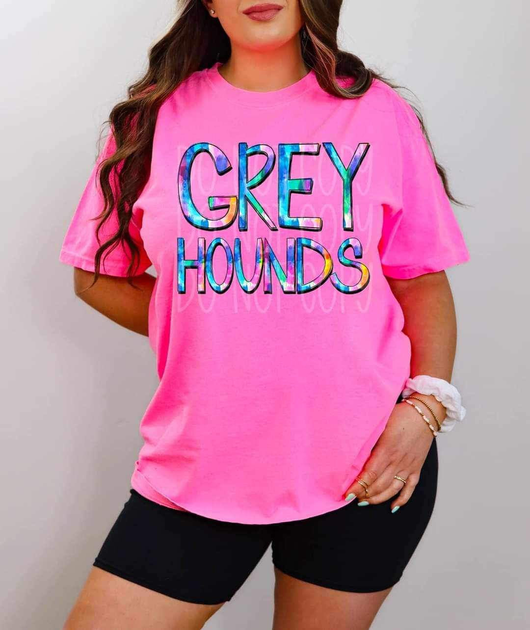Greyhounds tie dye font 26485 DTF transfer