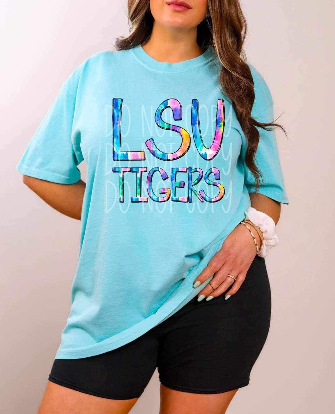LSU tigers tie dye font 26484 DTF transfer